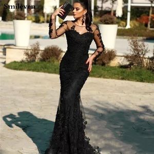 Smileven Sexy Black Mermaid Evening Dress